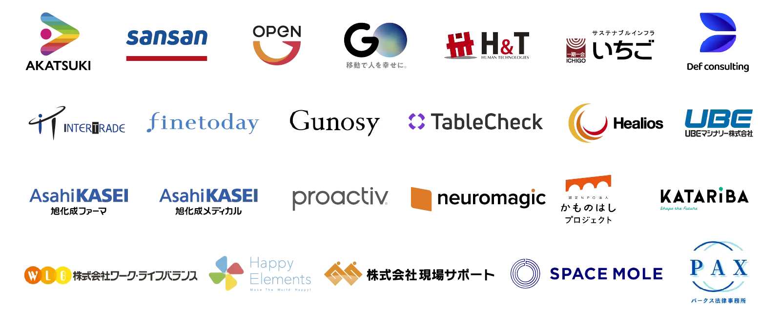代表的なビジネスアシスト導入企業のロゴ